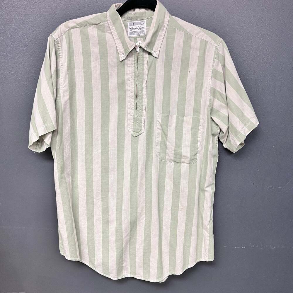 Vintage Men's Med Croyden House striped quarter zip pullover polo collared shirt